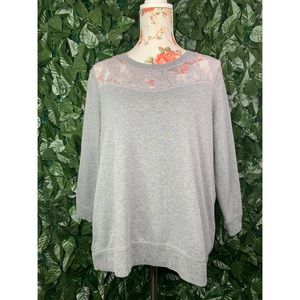 Grey Lace-Top Sweater